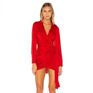 NWT Superdown Sophie draped mini dress red satin Revolve XS